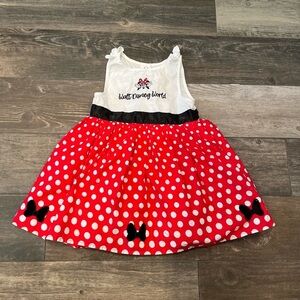Disney Parks Dress Girls Sz L Minnie Mouse Polka Dot Dress Black Red White